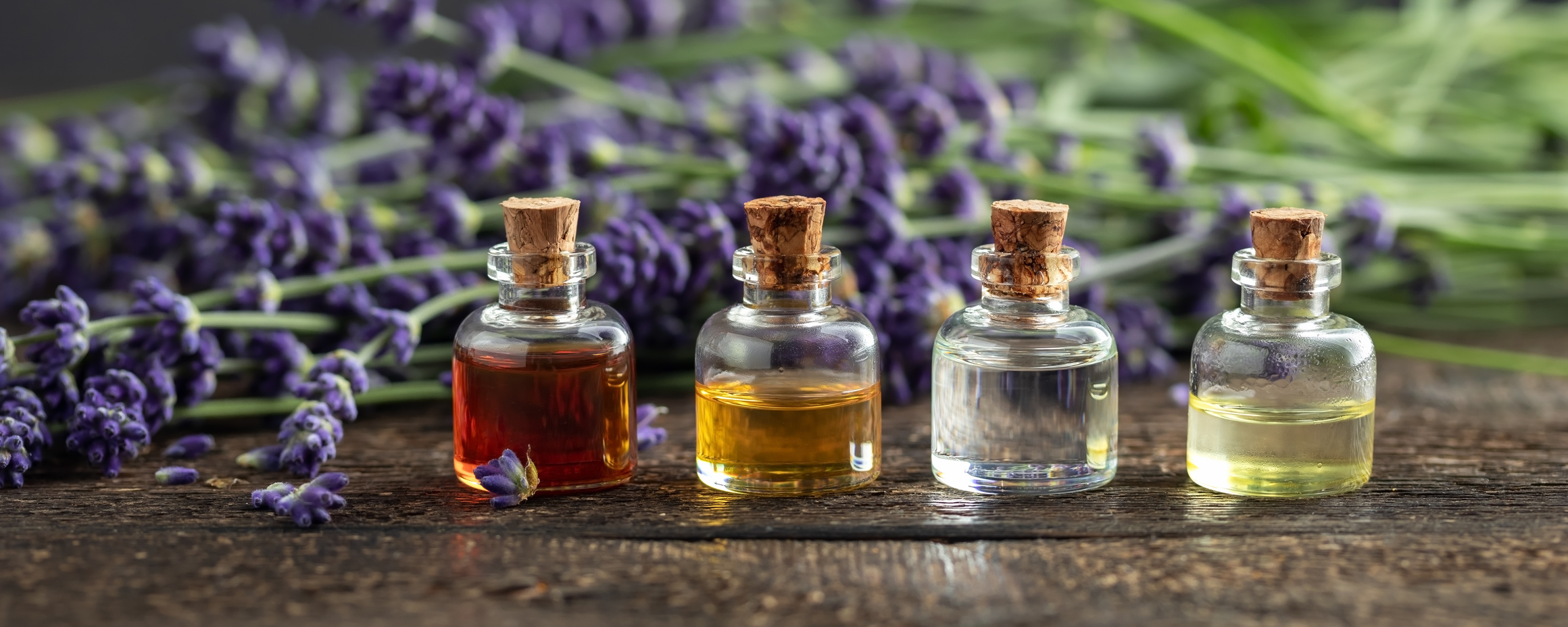 Essential Oil Bottles with Lavender
